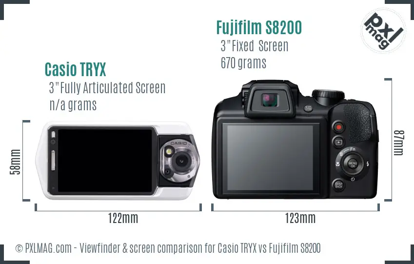 Casio TRYX vs Fujifilm S8200 Screen and Viewfinder comparison Casio TRYX vs Fujifilm S8200 Screen and Viewfinder comparison