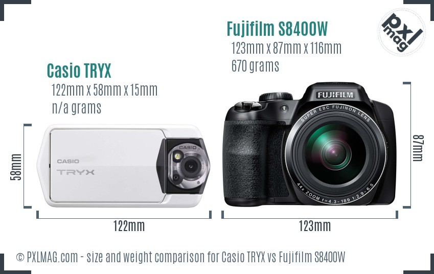 Casio TRYX vs Fujifilm S8400W size comparison Casio TRYX vs Fujifilm S8400W size comparison