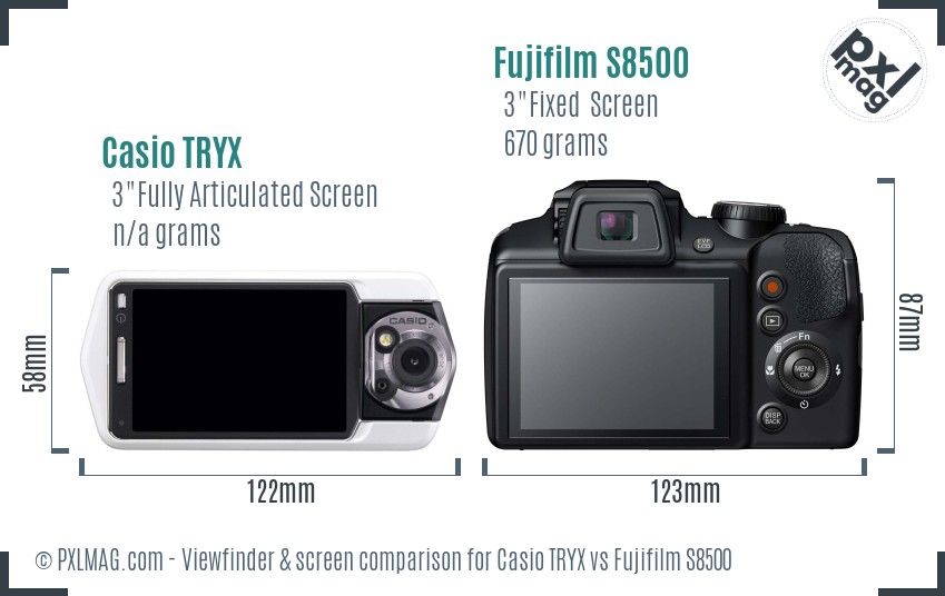Casio TRYX vs Fujifilm S8500 Screen and Viewfinder comparison