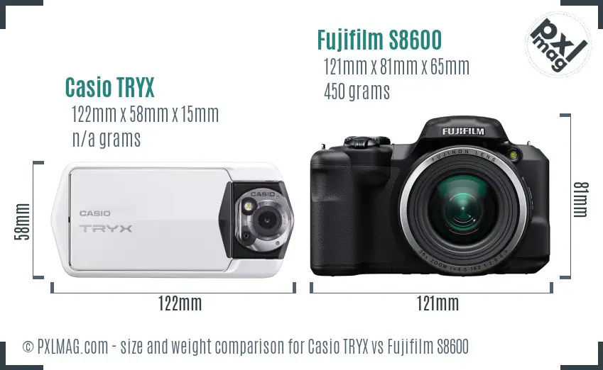 Casio TRYX vs Fujifilm S8600 size comparison