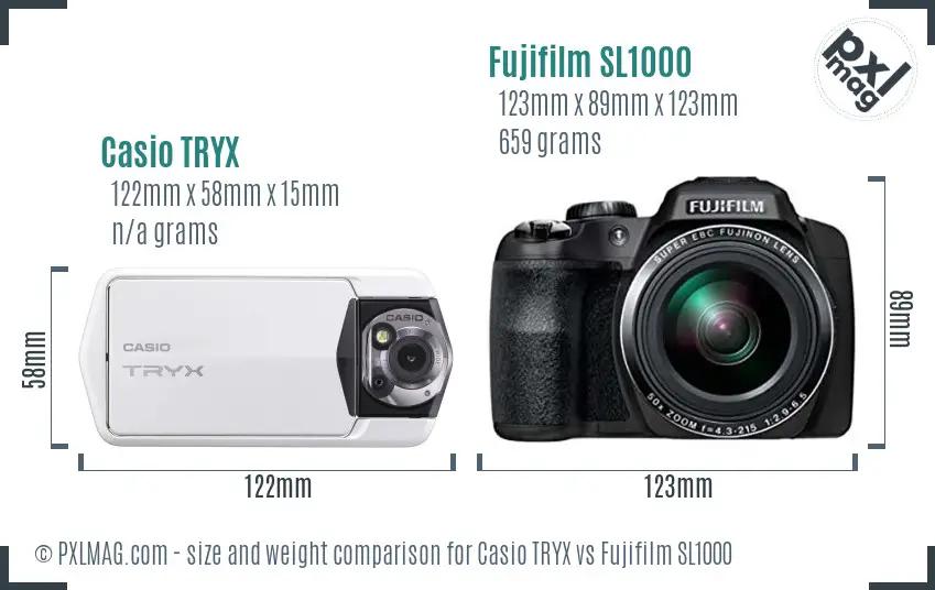 Casio TRYX vs Fujifilm SL1000 size comparison Casio TRYX vs Fujifilm SL1000 size comparison