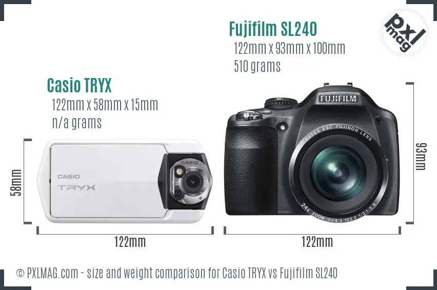 Casio TRYX vs Fujifilm SL240 size comparison Casio TRYX vs Fujifilm SL240 size comparison