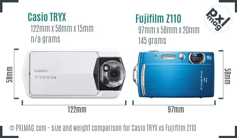 Casio TRYX vs Fujifilm Z110 size comparison