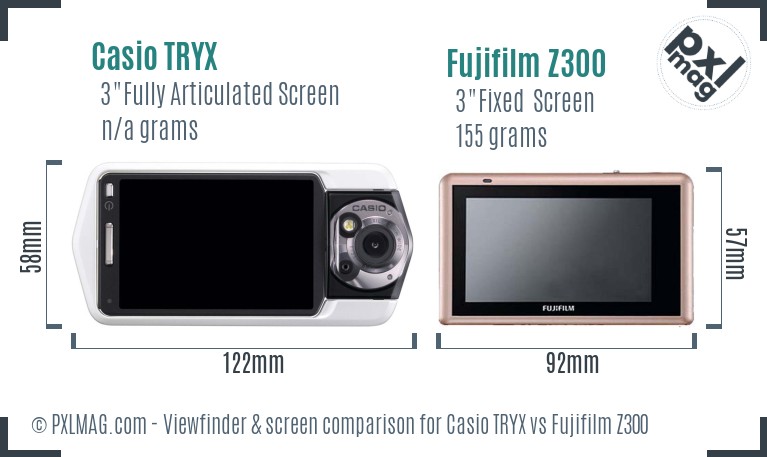Casio TRYX vs Fujifilm Z300 Screen and Viewfinder comparison