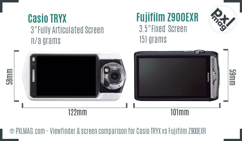 Casio TRYX vs Fujifilm Z900EXR Screen and Viewfinder comparison
