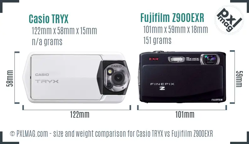 Casio TRYX vs Fujifilm Z900EXR size comparison