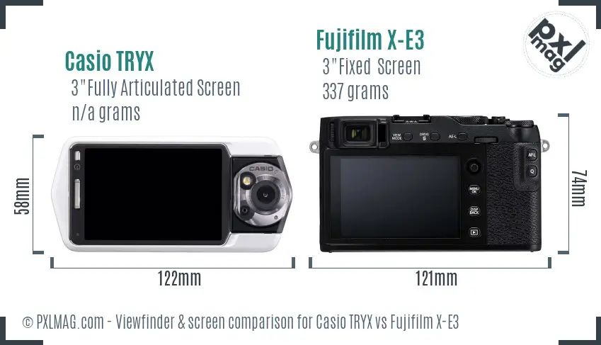 Casio TRYX vs Fujifilm X-E3 Screen and Viewfinder comparison