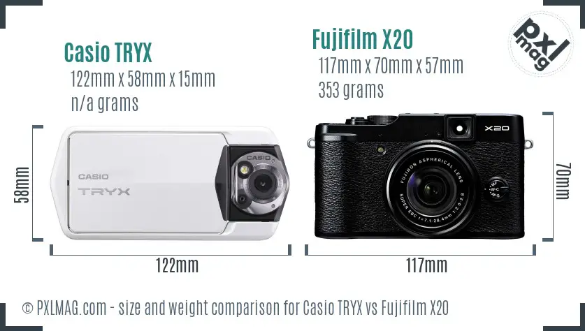 Casio TRYX vs Fujifilm X20 size comparison