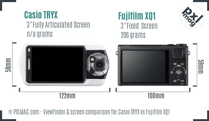 Casio TRYX vs Fujifilm XQ1 Screen and Viewfinder comparison