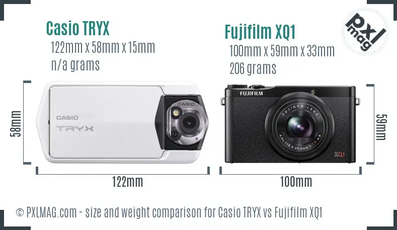Casio TRYX vs Fujifilm XQ1 size comparison