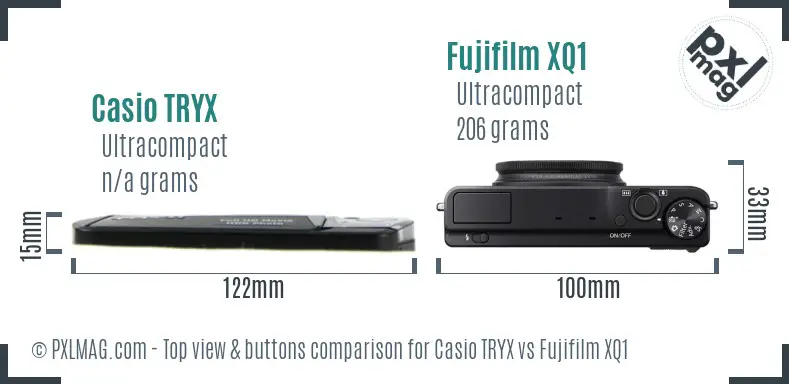 Casio TRYX vs Fujifilm XQ1 top view buttons comparison