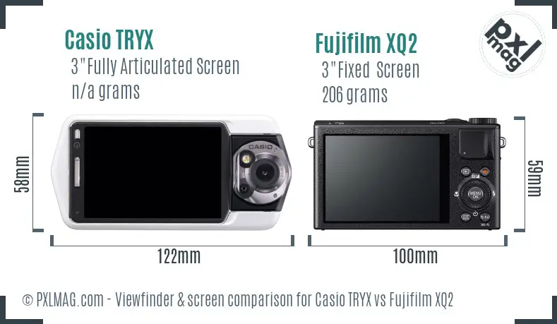 Casio TRYX vs Fujifilm XQ2 Screen and Viewfinder comparison
