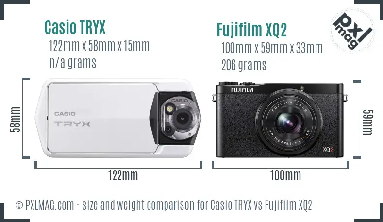 Casio TRYX vs Fujifilm XQ2 size comparison