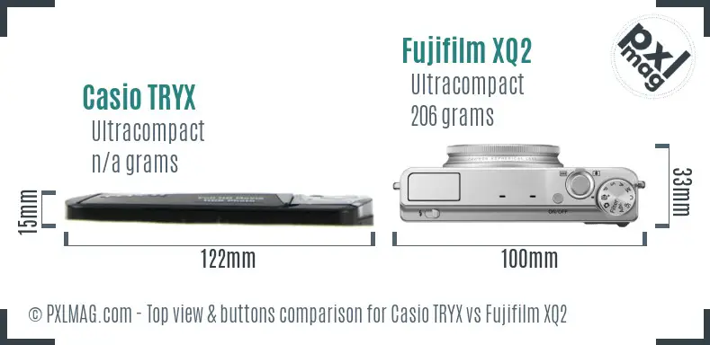 Casio TRYX vs Fujifilm XQ2 top view buttons comparison