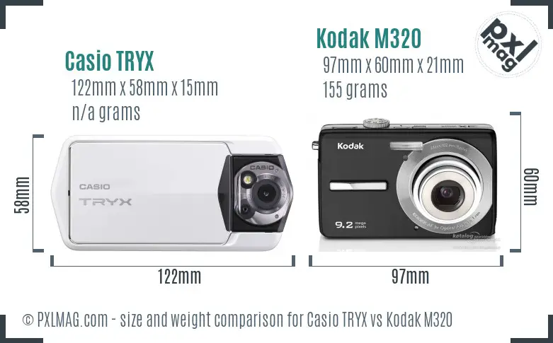 Casio TRYX vs Kodak M320 size comparison