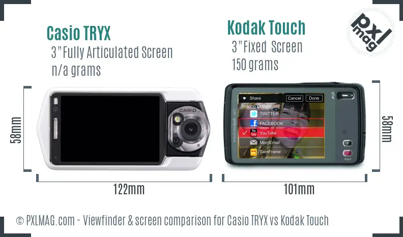 Casio TRYX vs Kodak Touch Screen and Viewfinder comparison