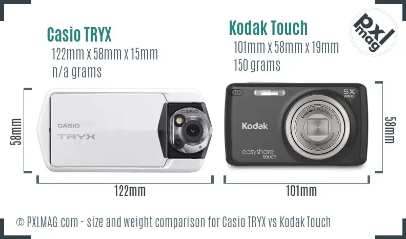 Casio TRYX vs Kodak Touch size comparison Casio TRYX vs Kodak Touch size comparison