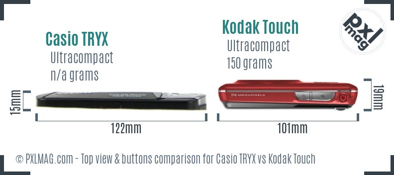 Casio TRYX vs Kodak Touch top view buttons comparison
