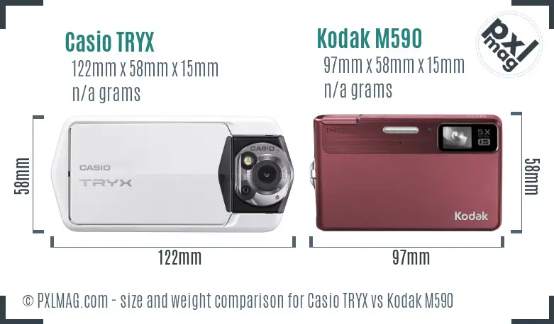 Casio TRYX vs Kodak M590 size comparison