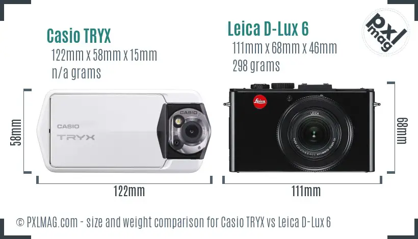Casio TRYX vs Leica D-Lux 6 size comparison