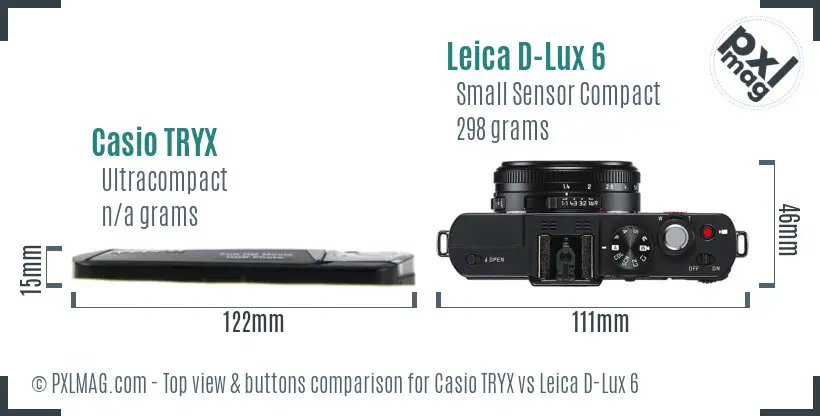 Casio TRYX vs Leica D-Lux 6 top view buttons comparison