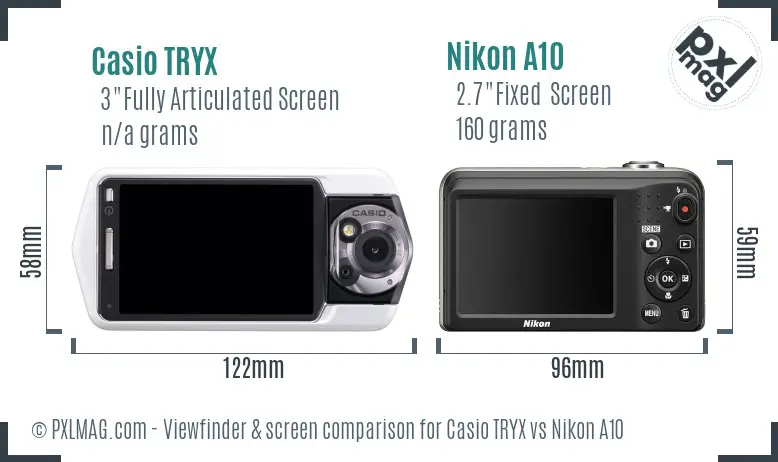 Casio TRYX vs Nikon A10 Screen and Viewfinder comparison