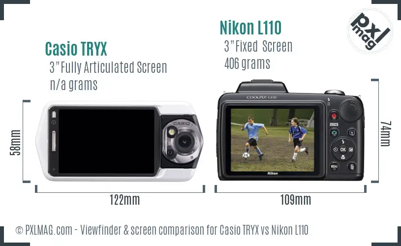 Casio TRYX vs Nikon L110 Screen and Viewfinder comparison