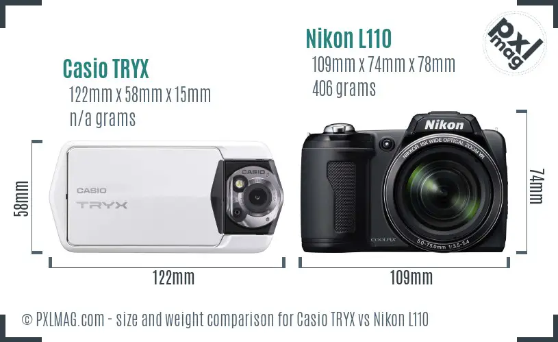 Casio TRYX vs Nikon L110 size comparison