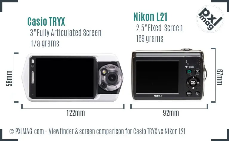 Casio TRYX vs Nikon L21 Screen and Viewfinder comparison