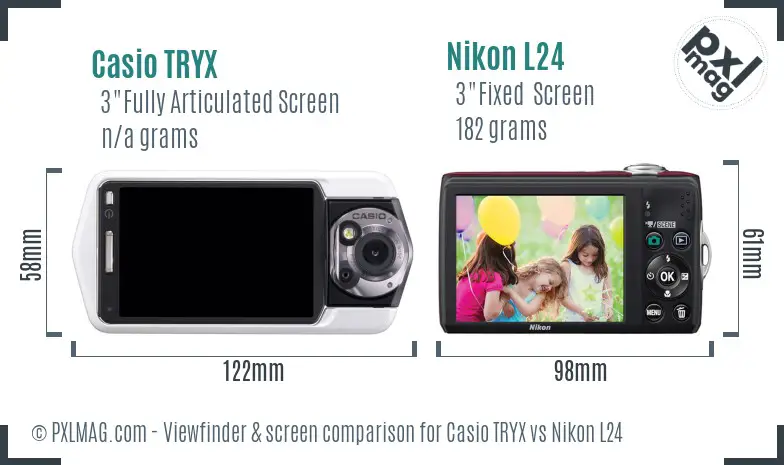 Casio TRYX vs Nikon L24 Screen and Viewfinder comparison