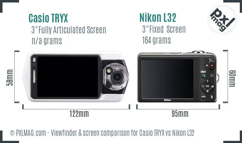 Casio TRYX vs Nikon L32 Screen and Viewfinder comparison