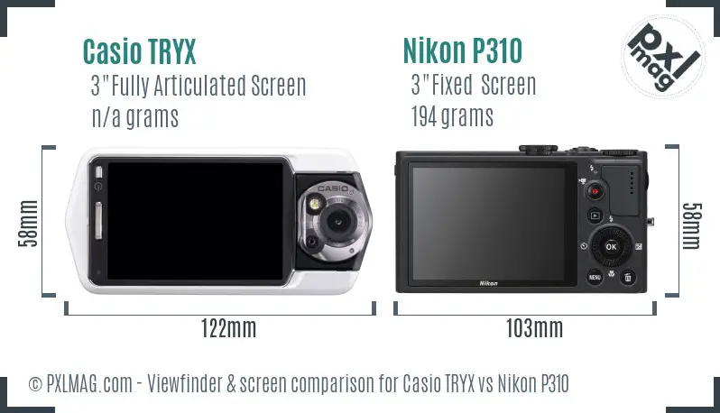 Casio TRYX vs Nikon P310 Screen and Viewfinder comparison