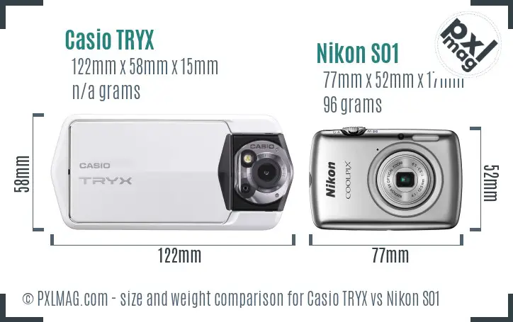 Casio TRYX vs Nikon S01 size comparison