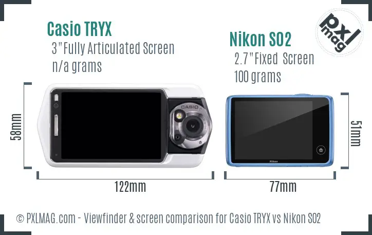 Casio TRYX vs Nikon S02 Screen and Viewfinder comparison