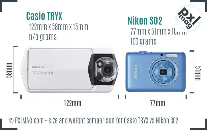 Casio TRYX vs Nikon S02 size comparison
