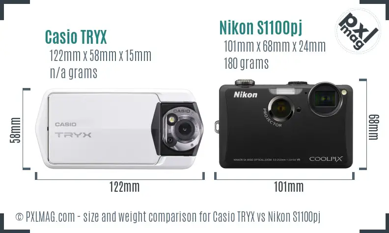 Casio TRYX vs Nikon S1100pj size comparison Casio TRYX vs Nikon S1100pj size comparison