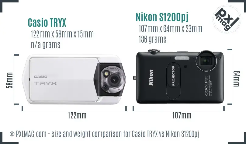Casio TRYX vs Nikon S1200pj size comparison