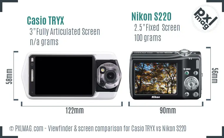 Casio TRYX vs Nikon S220 Screen and Viewfinder comparison