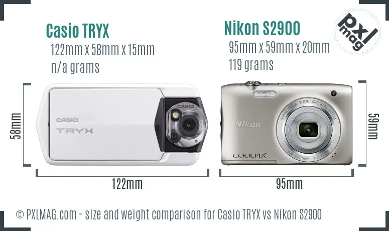 Casio TRYX vs Nikon S2900 size comparison