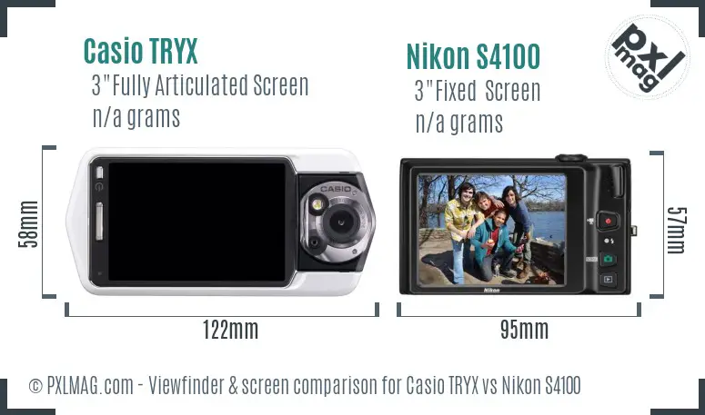Casio TRYX vs Nikon S4100 Screen and Viewfinder comparison