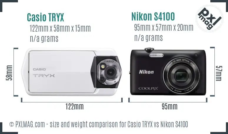 Casio TRYX vs Nikon S4100 size comparison