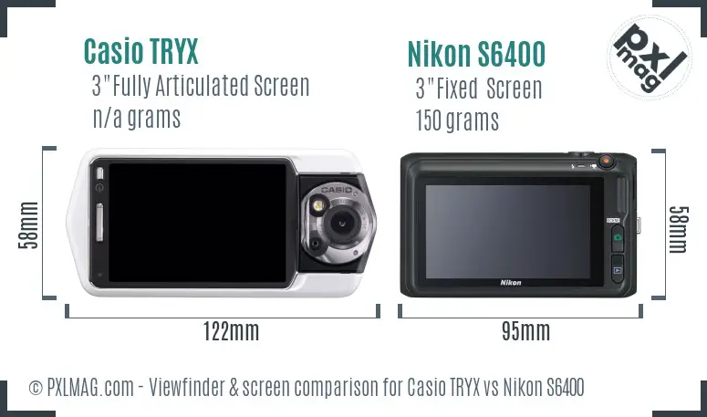Casio TRYX vs Nikon S6400 Screen and Viewfinder comparison