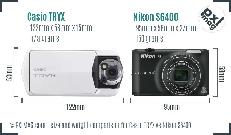 Casio TRYX vs Nikon S6400 size comparison