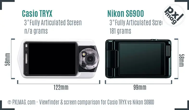Casio TRYX vs Nikon S6900 Screen and Viewfinder comparison