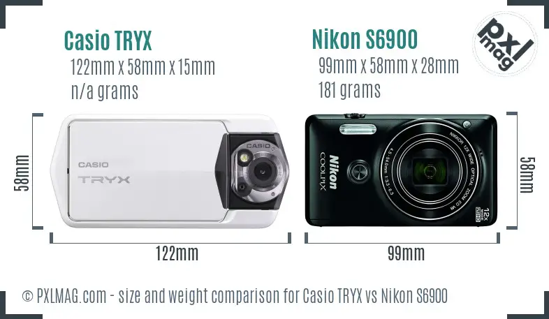 Casio TRYX vs Nikon S6900 size comparison