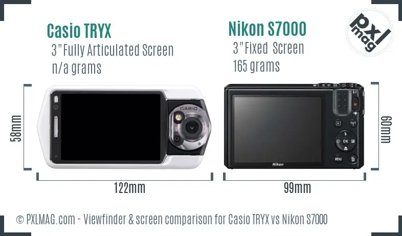 Casio TRYX vs Nikon S7000 Screen and Viewfinder comparison