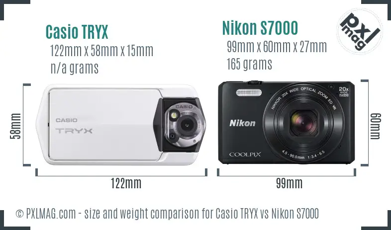 Casio TRYX vs Nikon S7000 size comparison