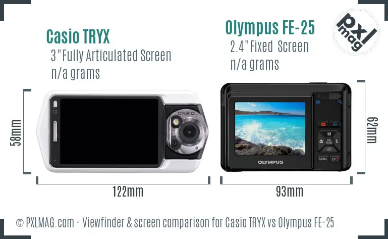 Casio TRYX vs Olympus FE-25 Screen and Viewfinder comparison