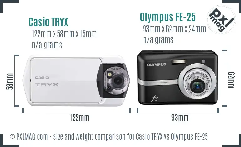 Casio TRYX vs Olympus FE-25 size comparison