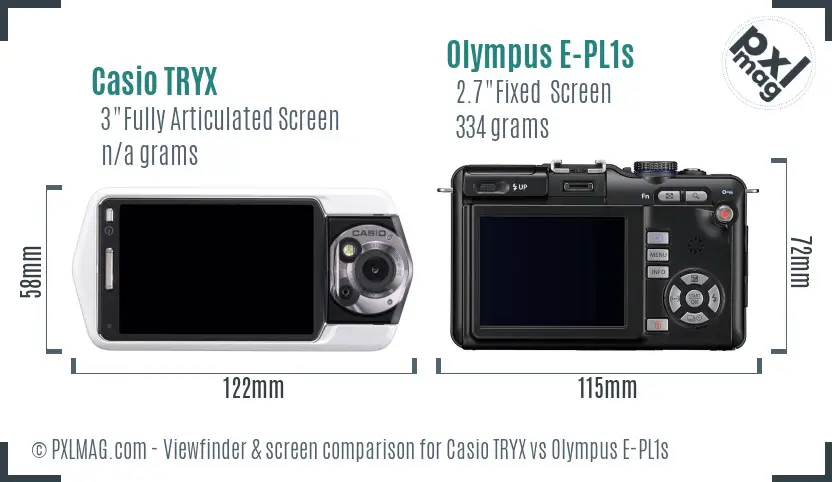Casio TRYX vs Olympus E-PL1s Screen and Viewfinder comparison